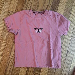 brandy Melville pink butterfly shirt